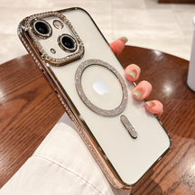 IPHONE (13/14/15/16) 5G Diamond Gradient Plated MagSafe TPU With Camera Lens Protection Phone Case