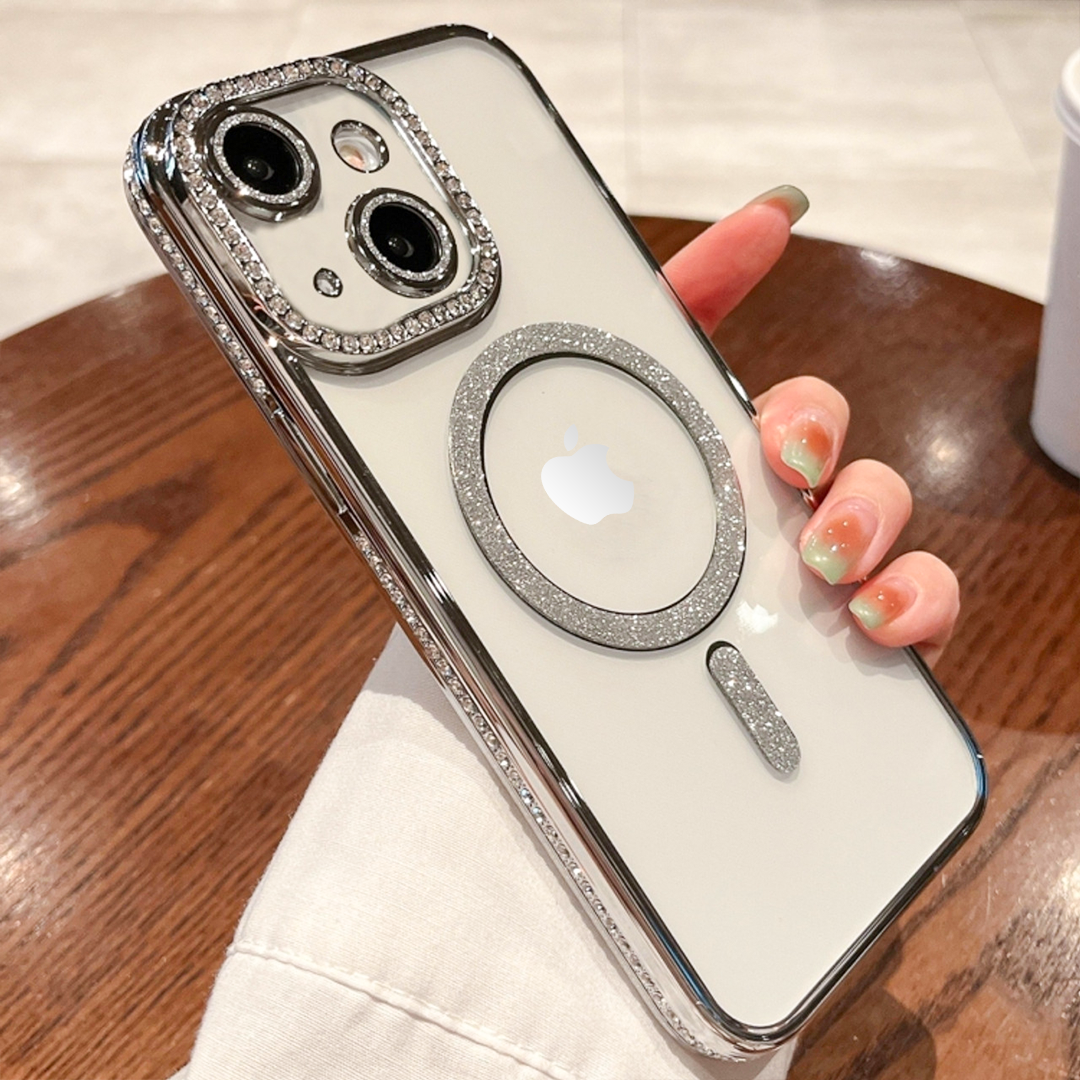 IPHONE (13/14/15/16) 5G Diamond Gradient Plated MagSafe TPU With Camera Lens Protection Phone Case