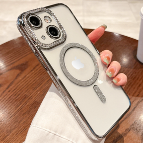 IPHONE (13/14/15/16) 5G Diamond Gradient Plated MagSafe TPU With Camera Lens Protection Phone Case