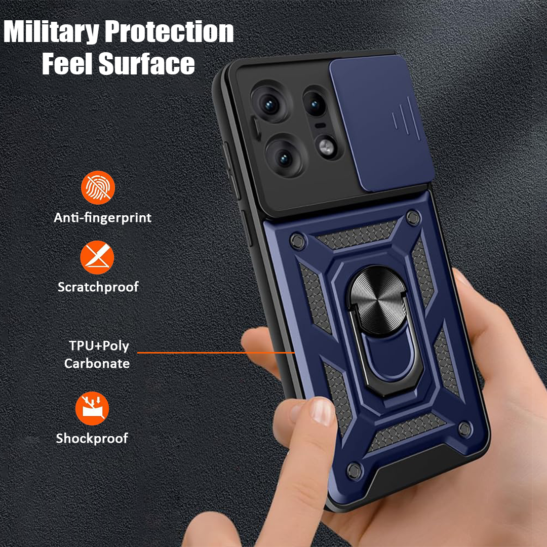 MOTOROLA EDGE 50/50 PRO/50 NEO 5G Armor Military-grade Case With Sliding Camera Cover & 360 Kickstand