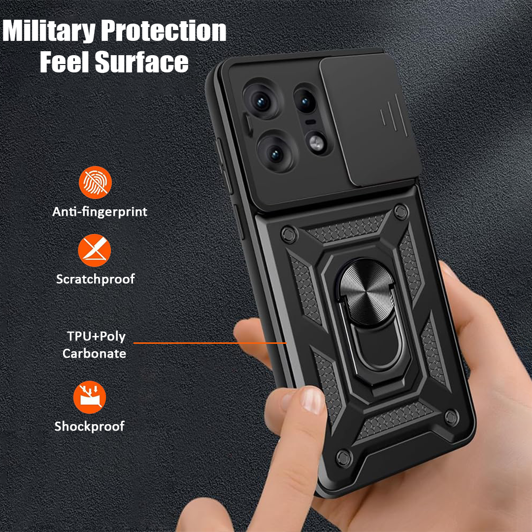 MOTOROLA EDGE 50/50 PRO/50 NEO 5G Armor Military-grade Case With Sliding Camera Cover & 360 Kickstand