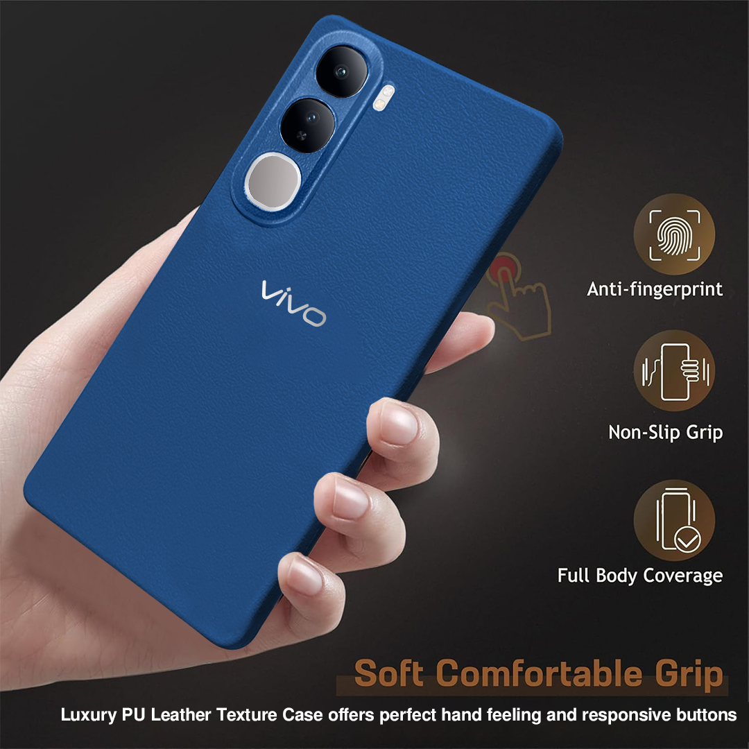 Vivo Y300 5G Solid Color Leather Texture Matte Phone Back Case