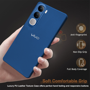 Vivo Y300 5G Solid Color Leather Texture Matte Phone Back Case