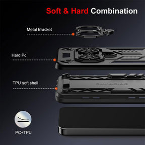 Oppo Reno 13 5G Armor knight Series Camera Protection 2 in 1 Shockproof Phone Cover with Kickstand