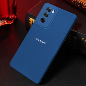 Oppo RENO 12 5G Solid Color Leather Texture Matte Phone Back Case