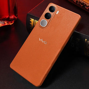 Vivo Y300 5G Solid Color Leather Texture Matte Phone Back Case