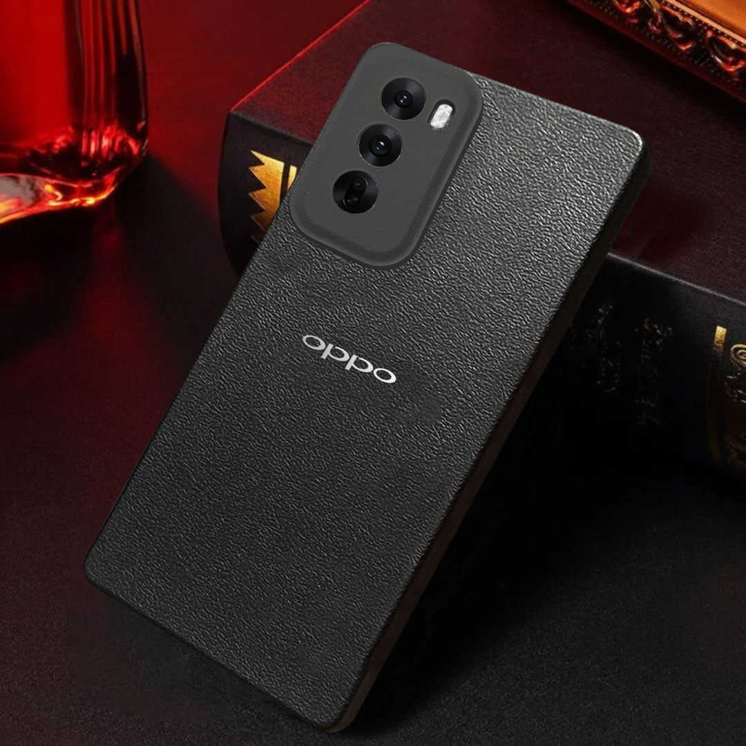 Oppo RENO 12 5G Solid Color Leather Texture Matte Phone Back Case