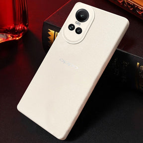 Oppo RENO 10 5G Solid Color Leather Texture Matte Phone Back Case