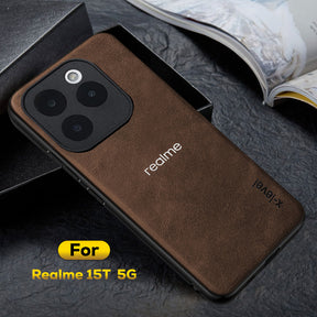 REALME 15T 5G Business Style PU LEATHER PROTECTIVE BACK CASE WITH CAMERA PROTECTION
