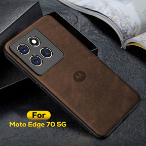MOTOROLA EDGE 70 5G Business LEATHER BACK CASE WITH CAMERA PROTECTION WITH IMPOSED MOTO LOGO