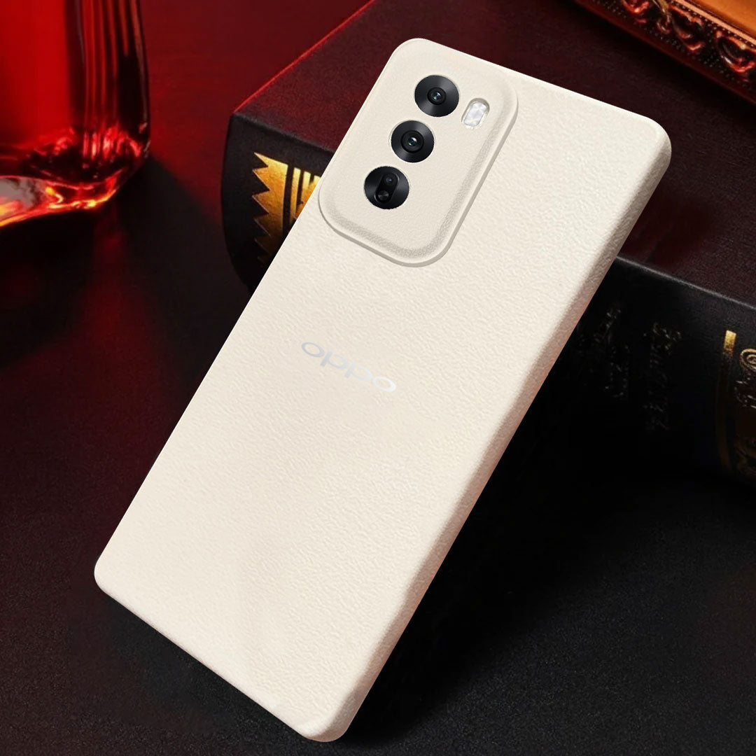 Oppo RENO 12 5G Solid Color Leather Texture Matte Phone Back Case