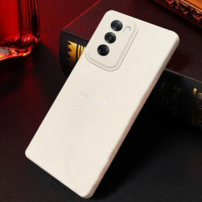 Oppo RENO 12 5G Solid Color Leather Texture Matte Phone Back Case