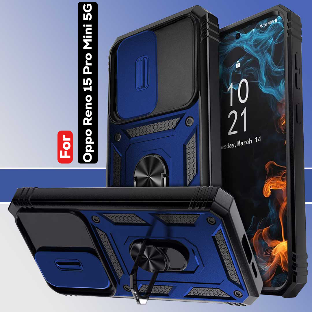 OPPO Reno15 Pro Mini 5G Armor Military-grade Case With Sliding Camera Cover & 360 Kickstand