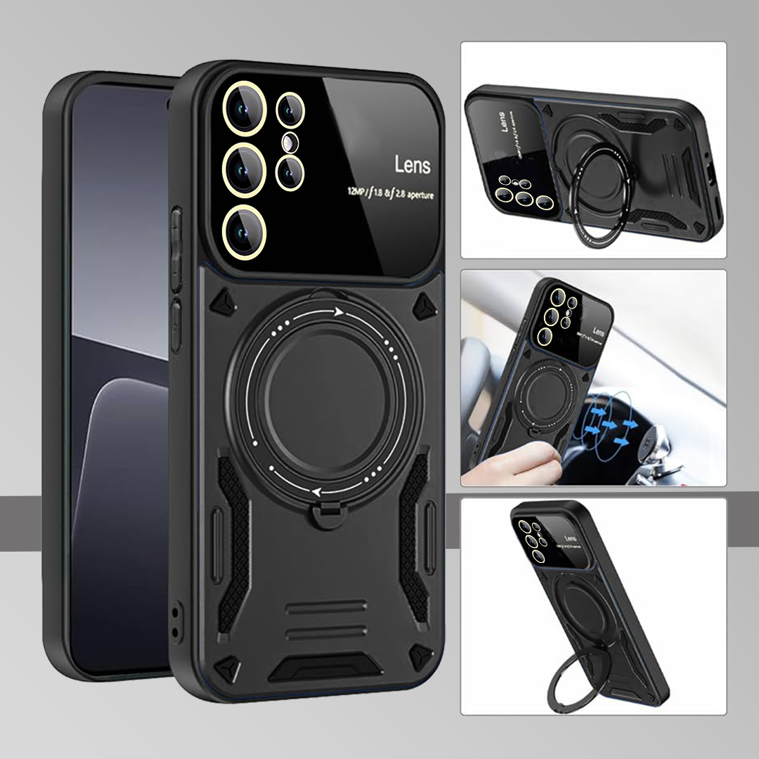 SAMSUNG GALAXY S25 Ultra 5G Heavy Duty Rugged Shockproof Camera Lens Protector Phone Cover with Kickstand