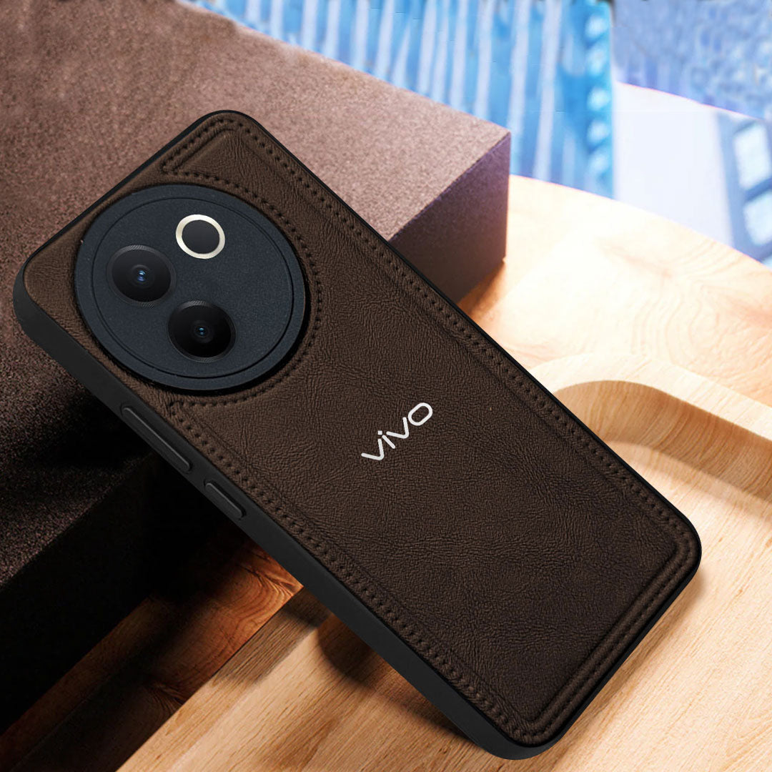 VIVO V30E 5G Vintage Leather Stitched Protective Back Case