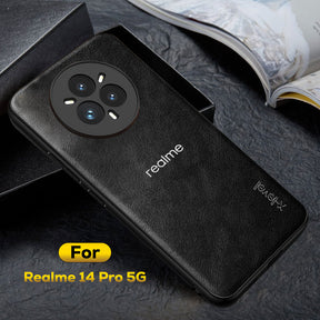 REALME 14 PRO 5G Business Style PU LEATHER PROTECTIVE BACK CASE WITH CAMERA PROTECTION
