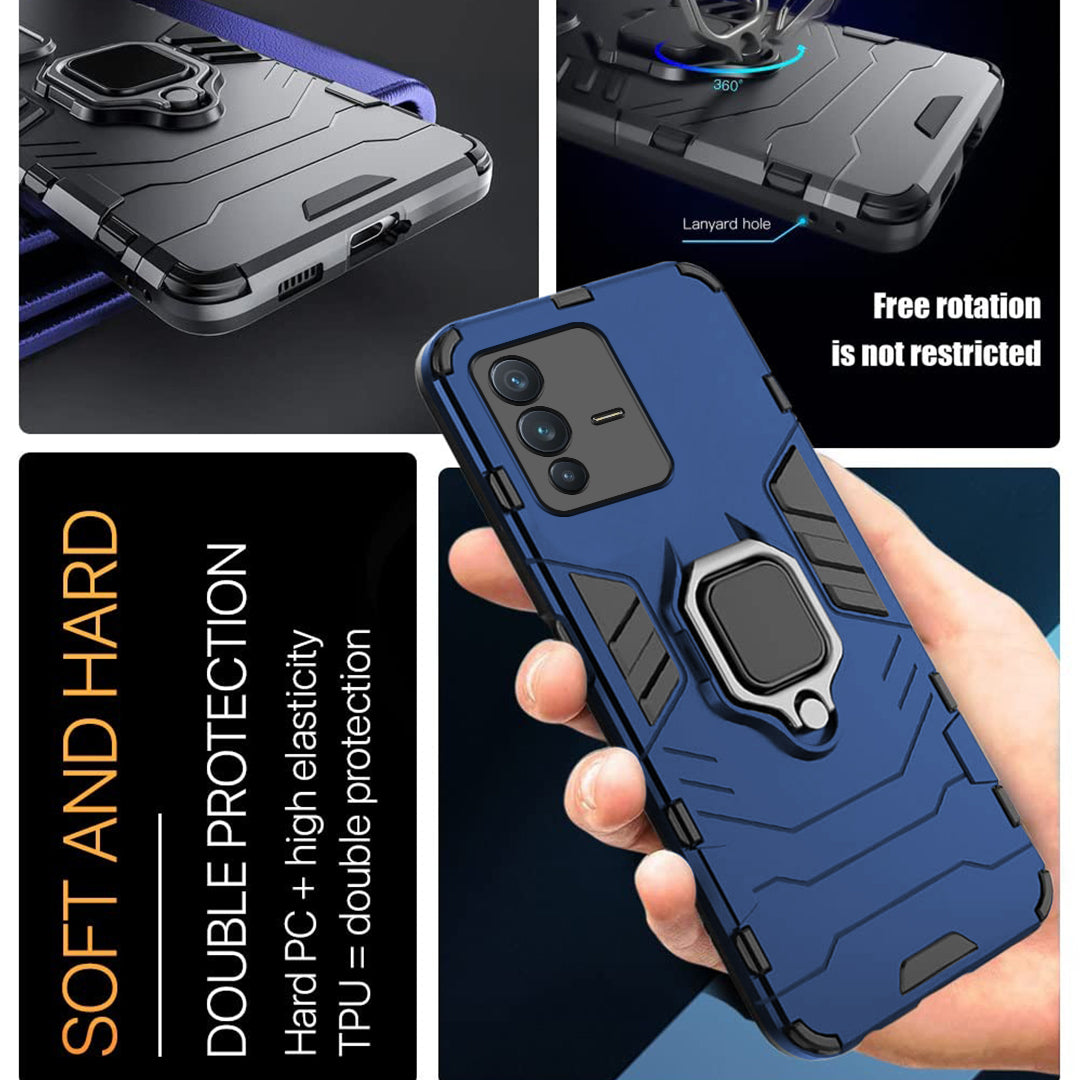 Vivo V23 5G Armour Iron Man Case With Ring Holder