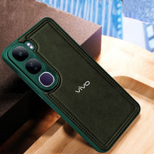 VIVO Y300 5G Vintage Leather Stitched Protective Back Case