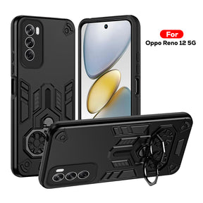 Oppo Reno 12 5G Armor knight Series Camera Protection 2 in 1 Shockproof Phone Cover with Kickstand