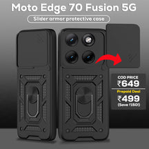 Motorola Edge 70 Fusion 5G Armor Military-grade Case With Sliding Camera Cover & 360 Kickstand
