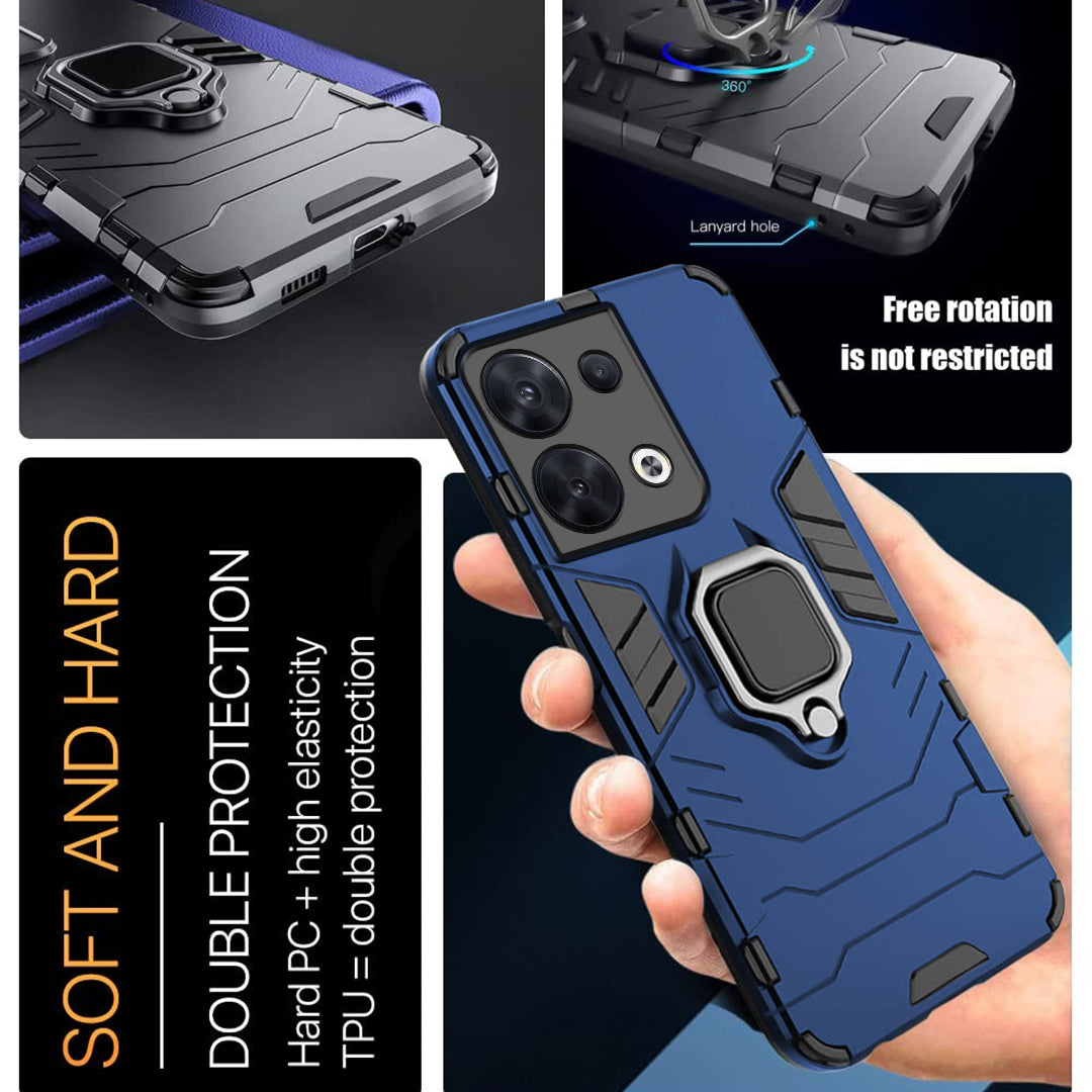 OPPO Reno 8 5G Black Panther Metal Bracket Shockproof Protective Back Case