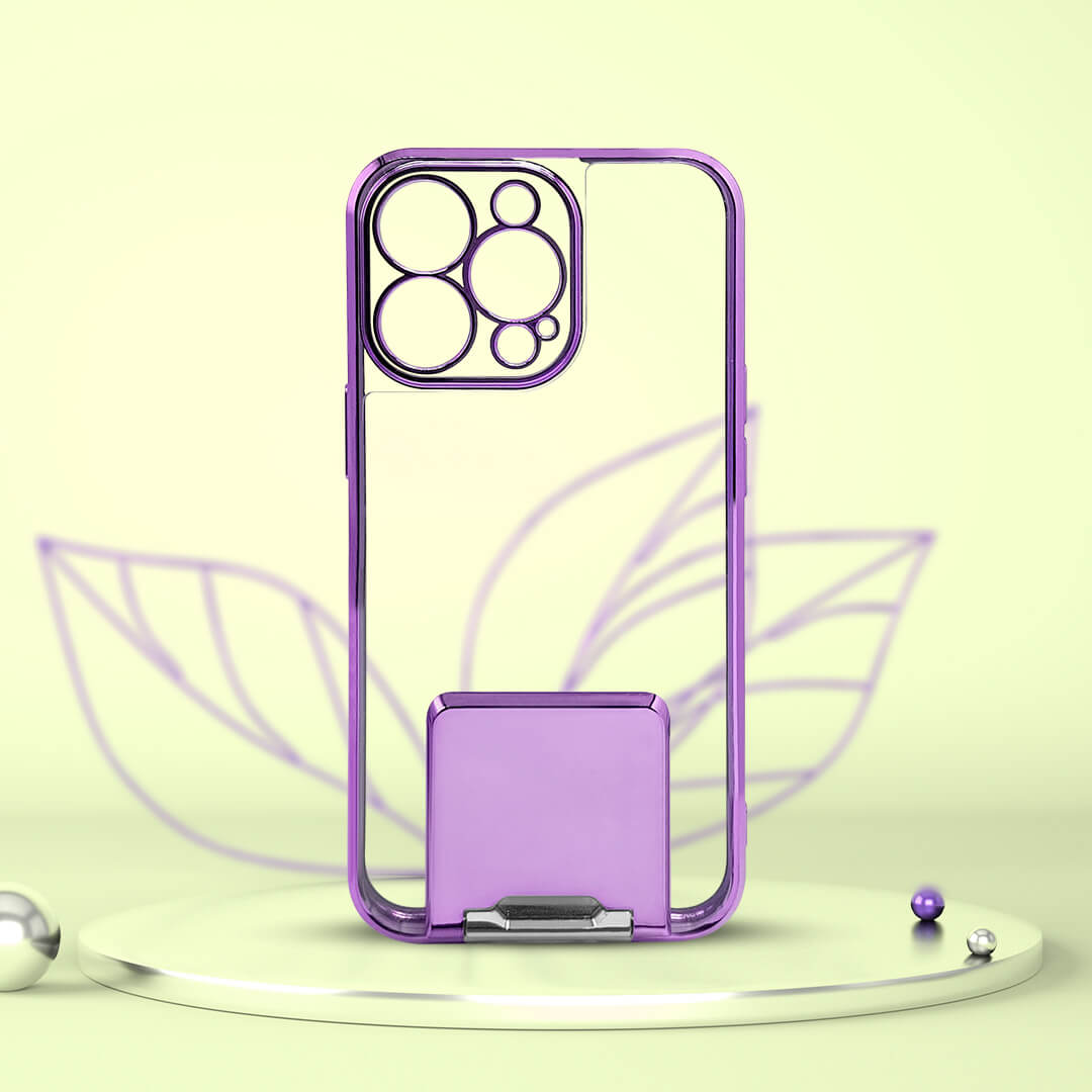 PhoneCases.Co.in-iPhone13/13 pro/13 pro max-Lucent Back Stand Color Plated Protective back Case/Cover