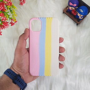 iPhone 12 Color Block Woven Pattern Silicon Case