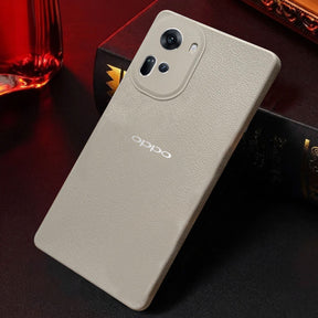 Oppo RENO 11 5G Solid Color Leather Texture Matte Phone Back Case