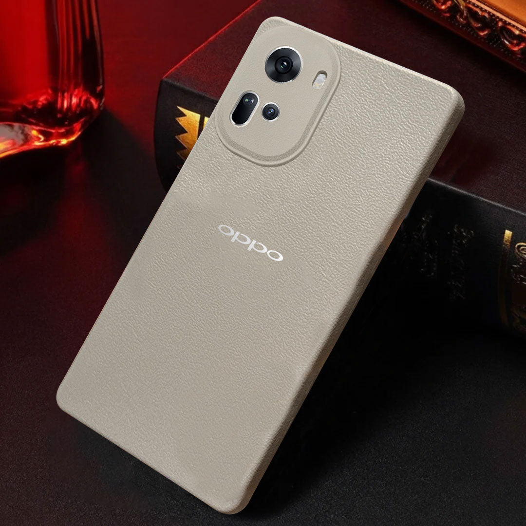 Oppo RENO 11 5G Solid Color Leather Texture Matte Phone Back Case