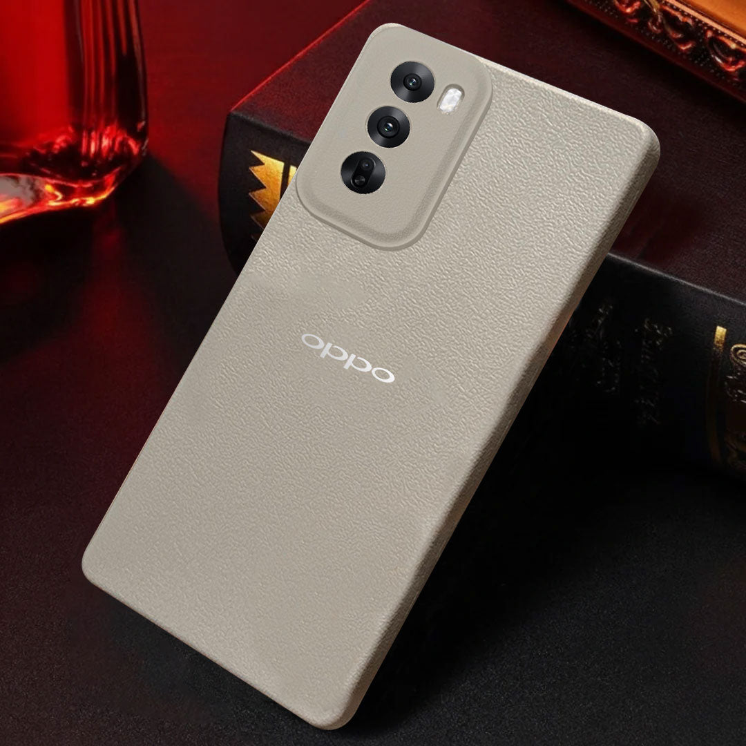Oppo RENO 12 5G Solid Color Leather Texture Matte Phone Back Case