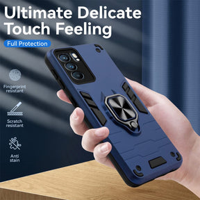 Oppo Reno 6 5G Black Panther Metal Bracket Shockproof Protective Back Case