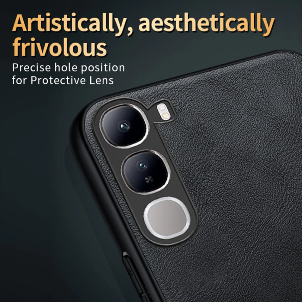 VIVO Y400 5G Business Style PU LEATHER PROTECTIVE BACK CASE WITH CAMERA PROTECTION