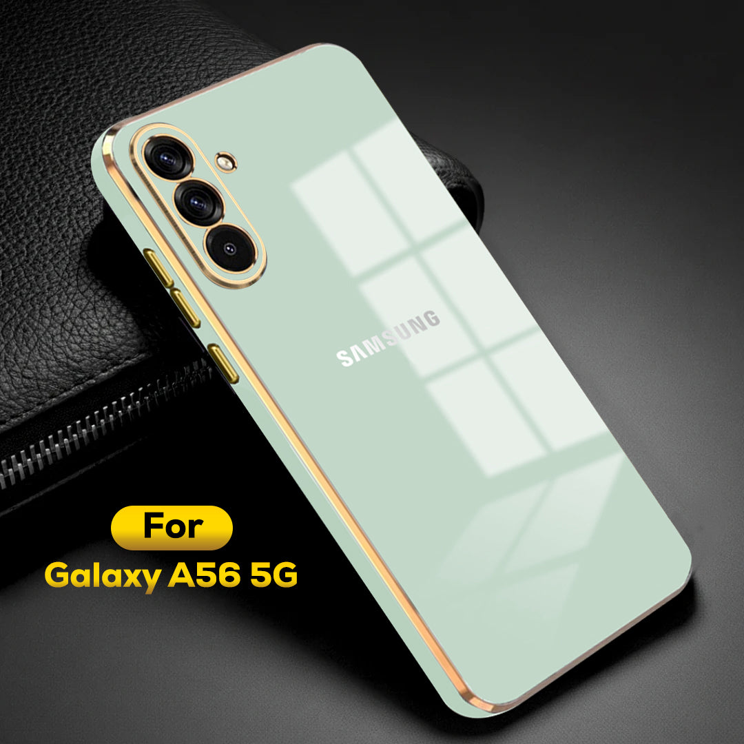 SAMSUNG GALAXY A56 5G ULTRA-SHINE GOLD ELECTROPLATED LUXURIOUS BACK CASE WITH CAMERA PROTECTION