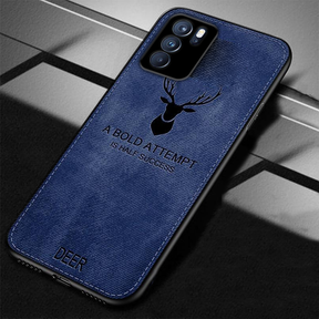 Reno 6 5G Deer Pattern Hand-Stitched Cloth Texture Leather Finish Hybrid Protective Case