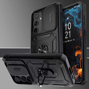 Galaxy A35 5g Armor Case with Slide Camera Cover[Military Grade 16ft. Drop Tested] Magnetic Ring Kickstand Protective Phone Case