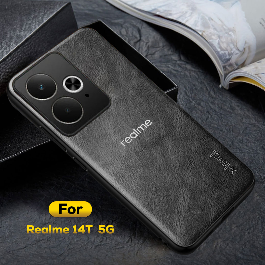REALME 14T 5G Business Style PU LEATHER PROTECTIVE BACK CASE WITH CAMERA PROTECTION