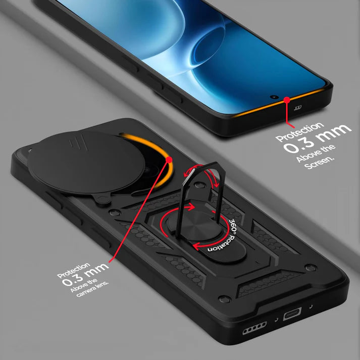 VIVO X300 PRO 5G Armor Military-grade Case With Sliding Camera Cover & 360 Kickstand