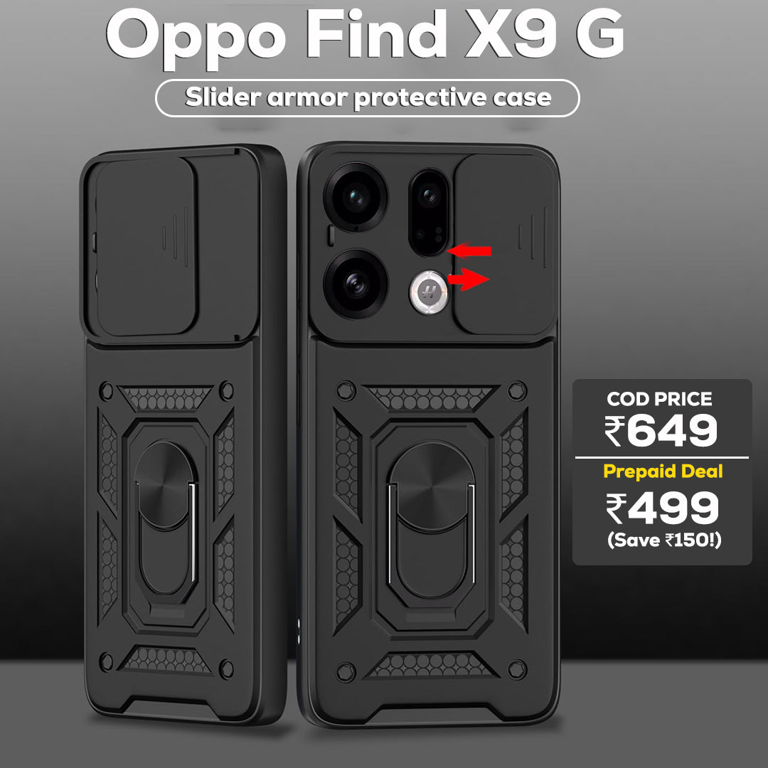 OPPO Find X9 5G Armor Military-grade Case With Sliding Camera Cover & 360 Kickstand