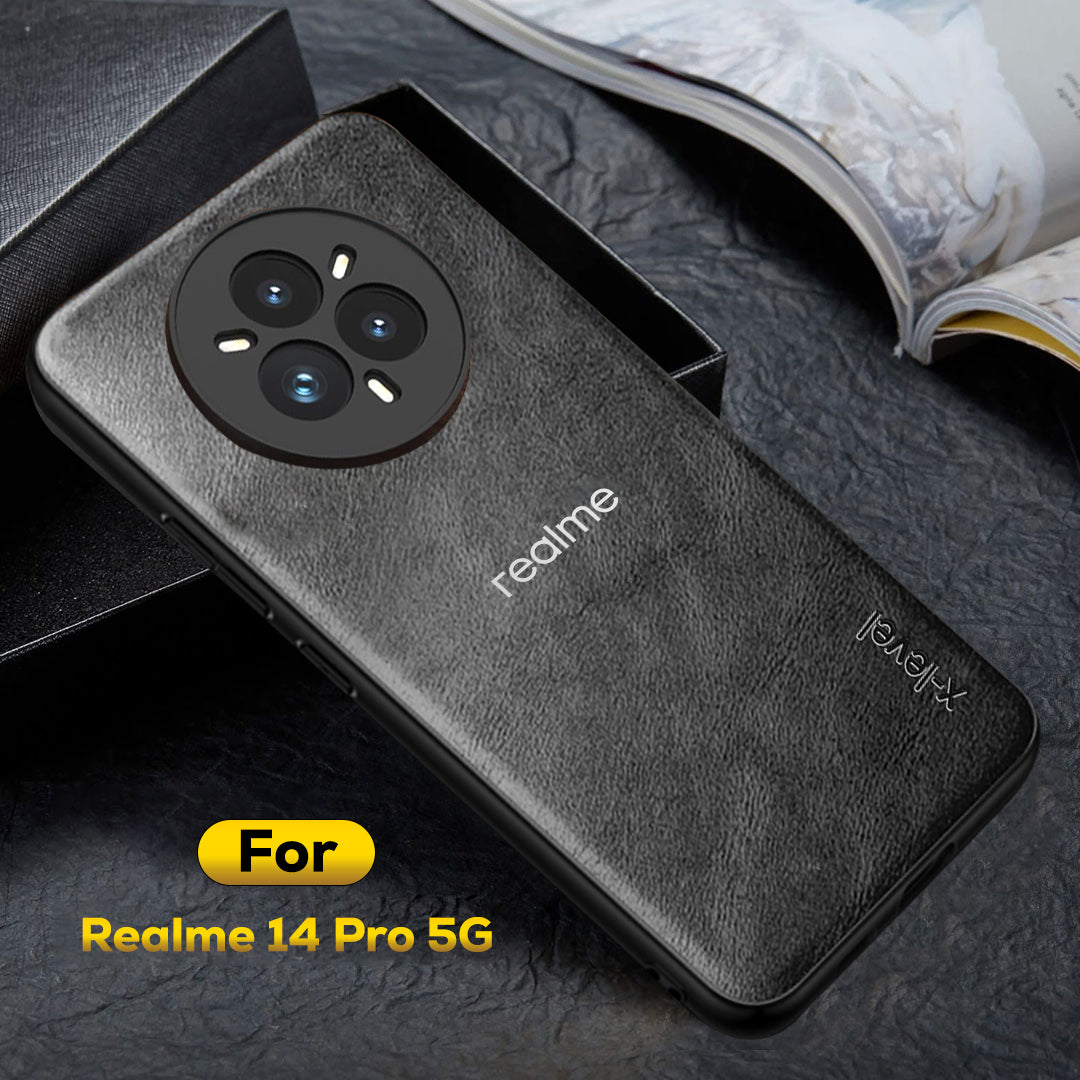 REALME 14 PRO 5G Business Style PU LEATHER PROTECTIVE BACK CASE WITH CAMERA PROTECTION