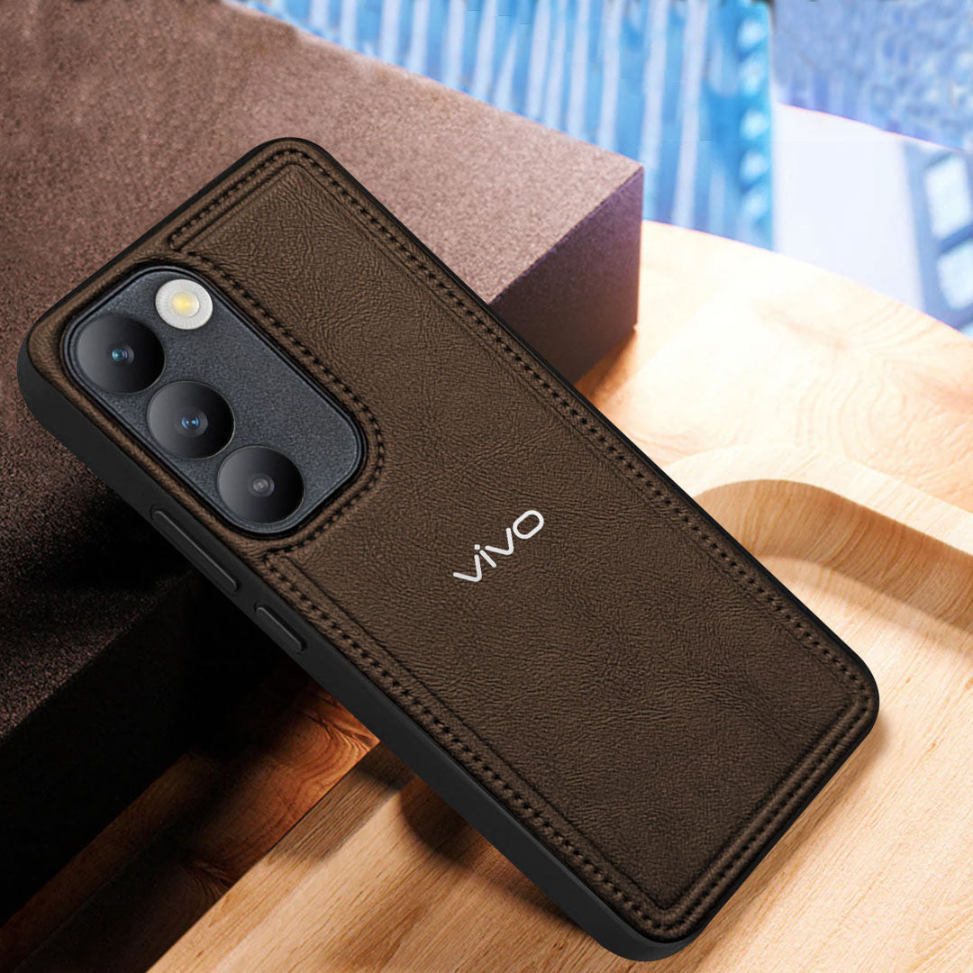 VIVO Y200E 5G Vintage Leather Stitched Protective Back Case