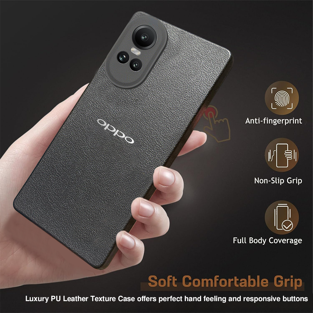 Oppo RENO 10 5G Solid Color Leather Texture Matte Phone Back Case