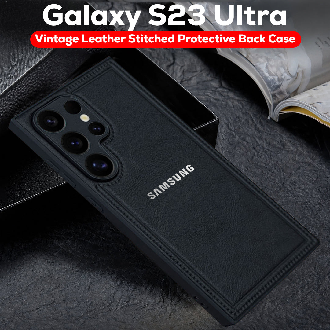 Samsung Galaxy S23 ULTRA 5G Vintage Leather Stitched Protective Back Case