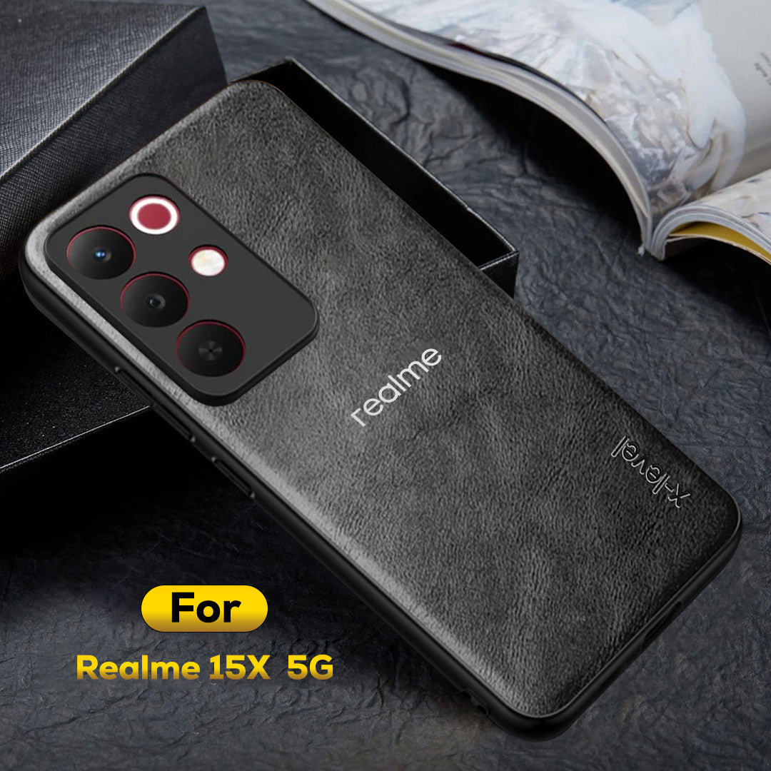 REALME 15X 5G Business Style PU LEATHER PROTECTIVE BACK CASE WITH CAMERA PROTECTION