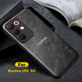 REALME 15X 5G Business Style PU LEATHER PROTECTIVE BACK CASE WITH CAMERA PROTECTION