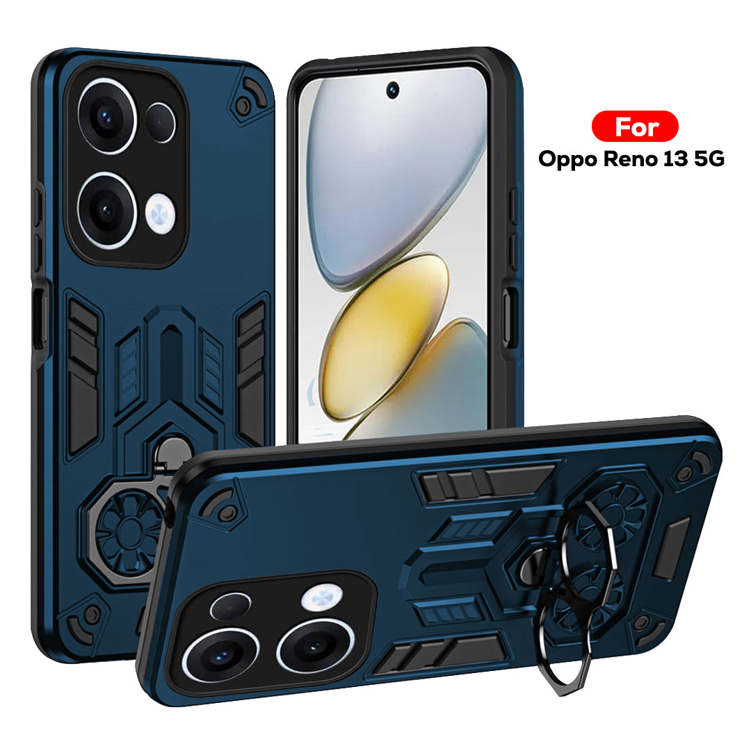 Oppo Reno 13 5G Armor knight Series Camera Protection 2 in 1 Shockproof Phone Cover with Kickstand