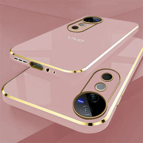 VIVO V40 5G ULTRA-SHINE GOLD ELECTROPLATED LUXURIOUS  BACK CASE WITH CAMERA PROTECTION