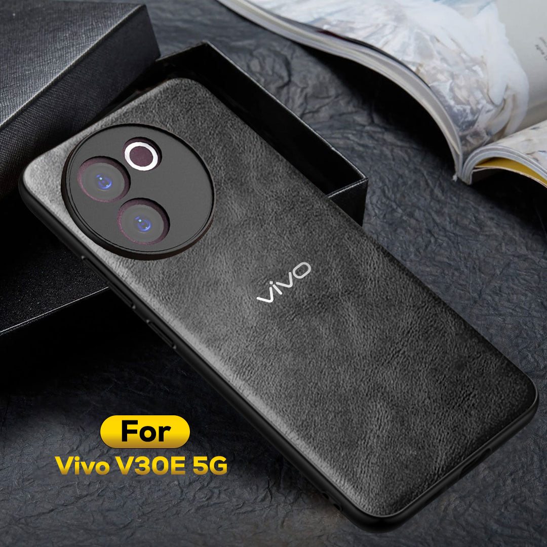 VIVO V30e 5G Business Style PU LEATHER PROTECTIVE BACK CASE WITH CAMERA PROTECTION