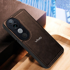 VIVO V40 5G Vintage Leather Stitched Protective Back Case