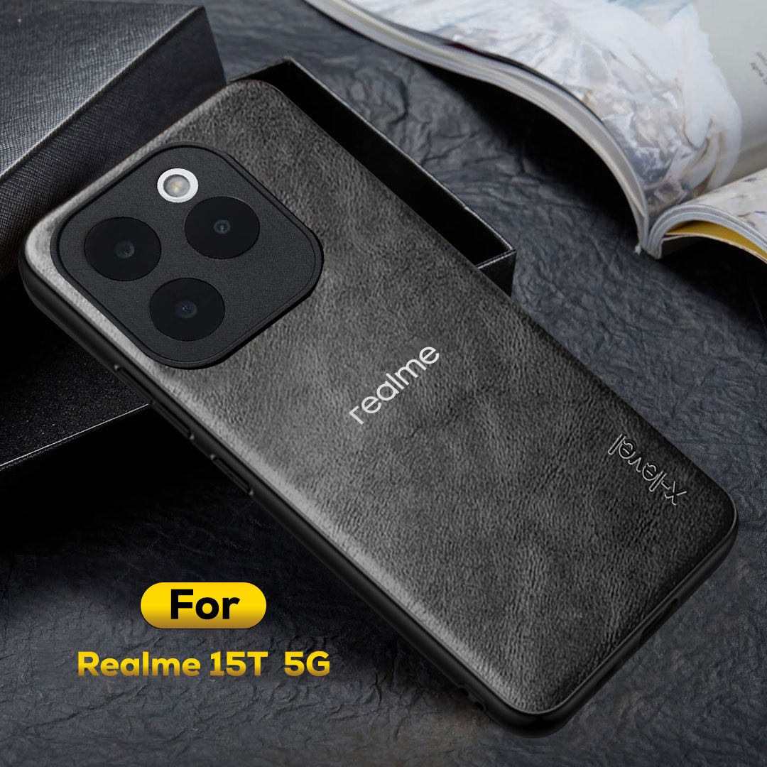 REALME 15T 5G Business Style PU LEATHER PROTECTIVE BACK CASE WITH CAMERA PROTECTION