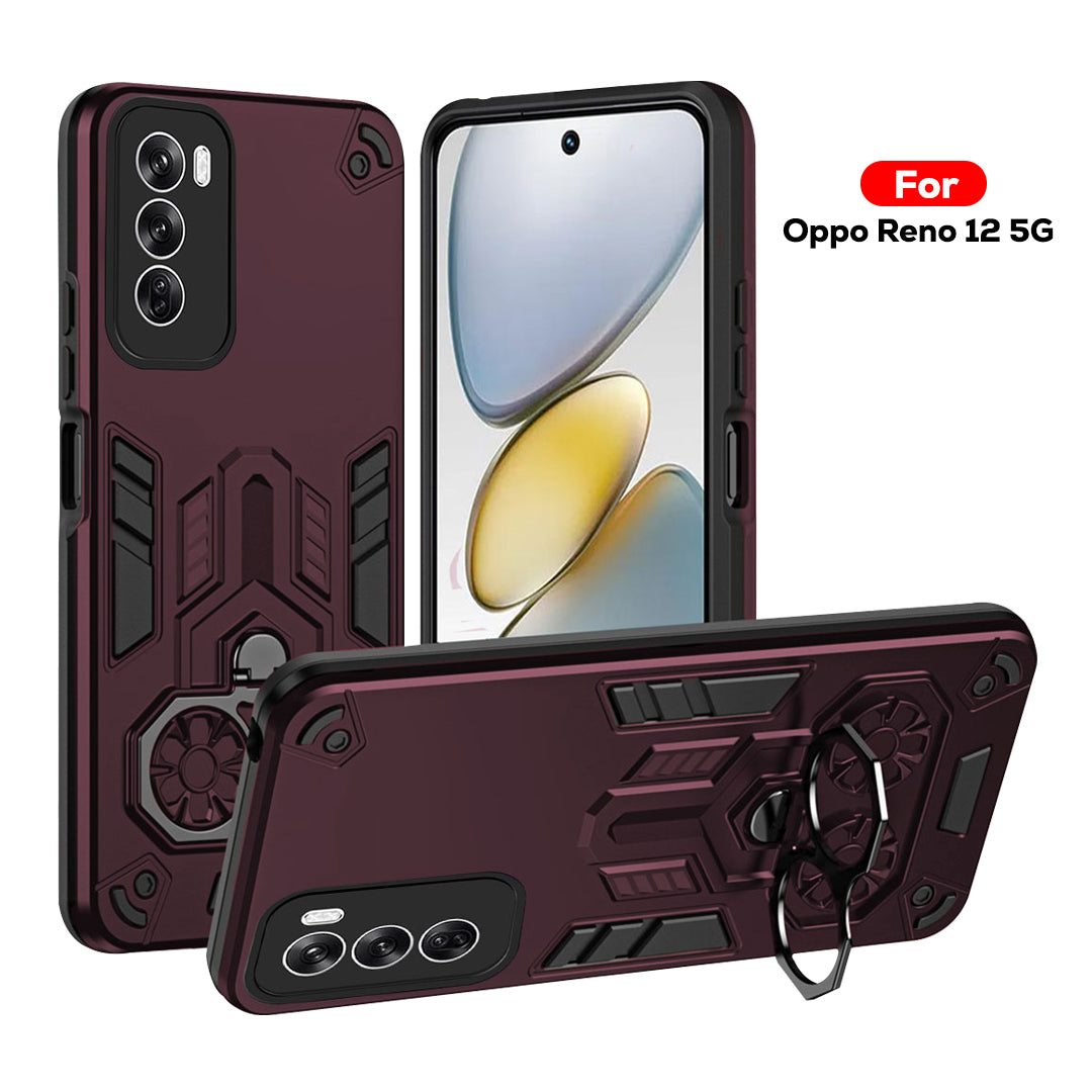 Oppo Reno 12 5G Armor knight Series Camera Protection 2 in 1 Shockproof Phone Cover with Kickstand